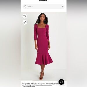 NWT Lulu’s Magenta Attitude Trumpet dress- Size L